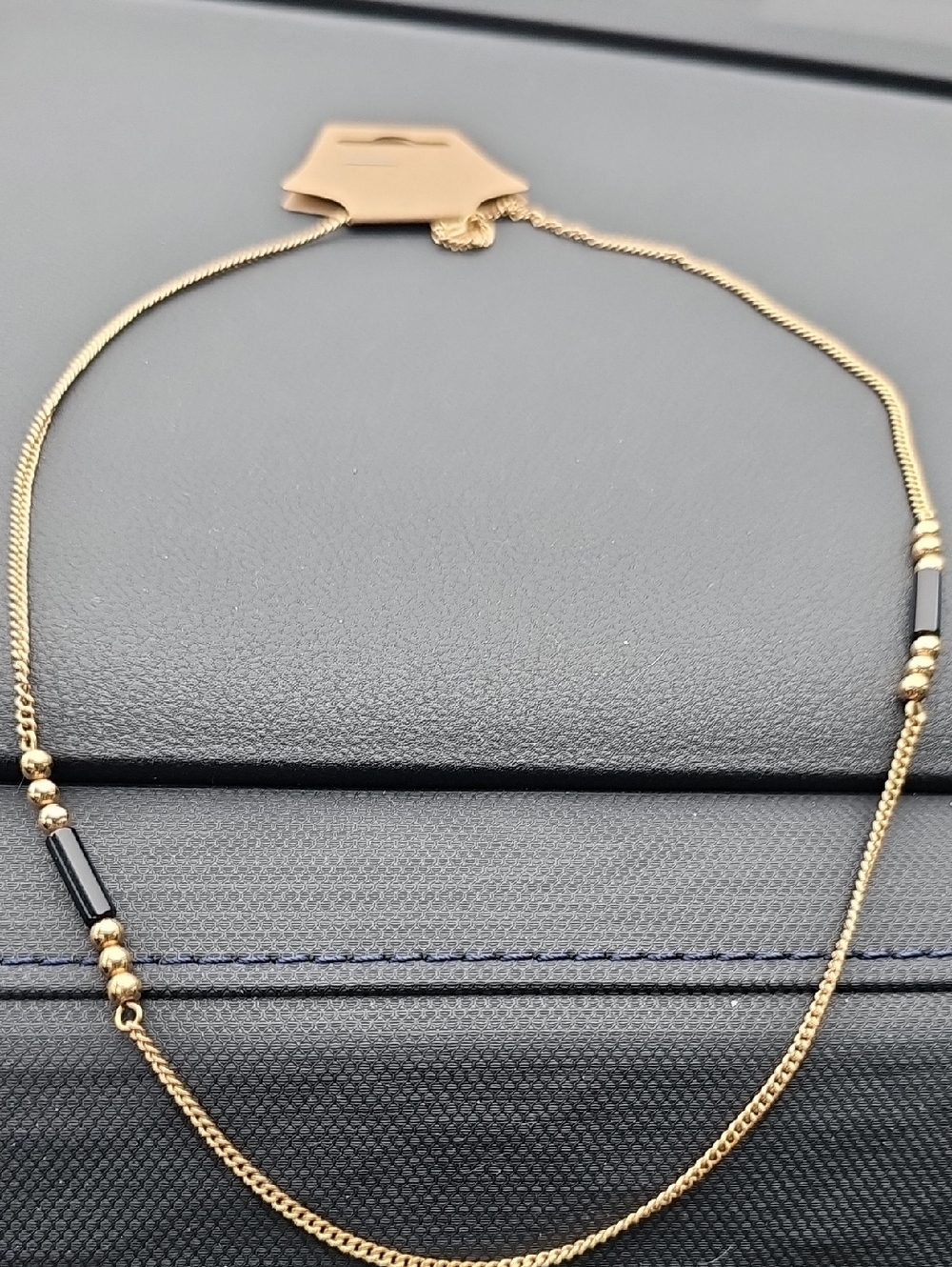 Delicate Vintage AVON Gold-Tone Necklace with Black Accent Beads